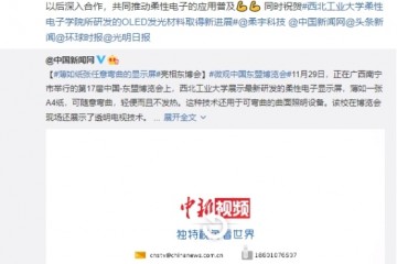 薄如纸张任意弯曲的柔性屏挂满树梢 变身东盟博览会“网红”